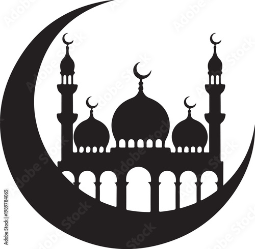 Detailed Taj Mahal vector illustration of the iconic white marble tomb and landmark architecture in Agra, India, featuring its silhouette, domes, and minarets against a clear Asian sky