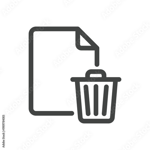 Outline Line Document File Deleting Trash Bin Remove Delete Icon Symbol Interface Element