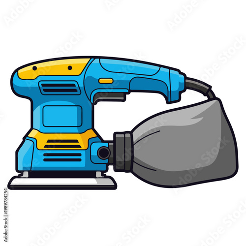 Electric Palm Orbital Sander Cartoon Flat Vector Template
