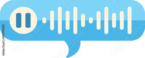 Modern blue chat bubble with voice message waveform symbolizing digital communication