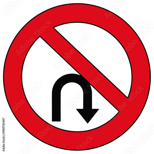 no u turn traffic prohibition sign vector design template