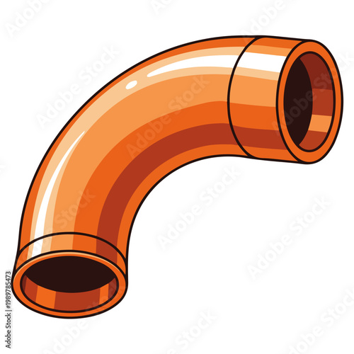 orange plastic elbow pipe fitting cartoon vector illustration