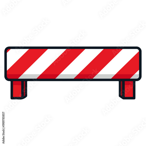 red white striped road barrier flat vector illustration