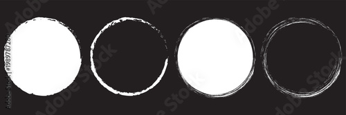 Set of grunge circles colorful shapes. Vector grunge round shape. Round brush painted circle brush stamps. Brush Circle Fill, Bold Ink Round Abstract Shape Design Element. Abstract round grunge paint