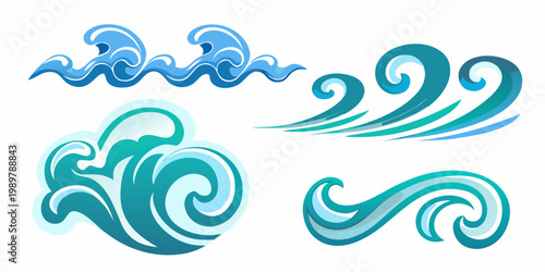 Stylized blue waves and swirls create a dynamic water effect