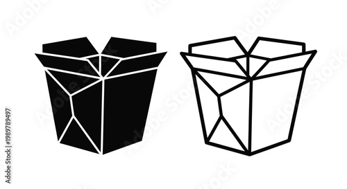 Two take out boxes in contrasting colors a striking silhouette