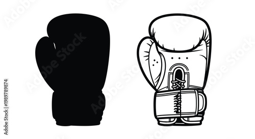 Boxing gloves depicted in contrasting styles a striking silhouette