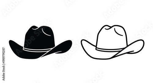 Two cowboy hats in contrasting styles a striking silhouette