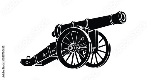 Antique cannon illustration against a white backdrop a striking silhouette