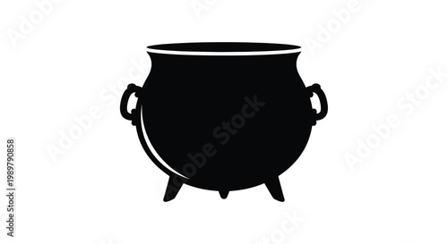 Black cauldron with handles and legs a striking outline silhouette