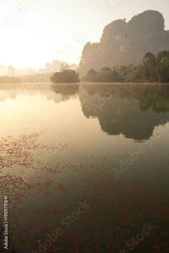 Beautiful Sunrise in the morning Glorious morning light at Baan Nong Thale, Krabi Province,Thailand