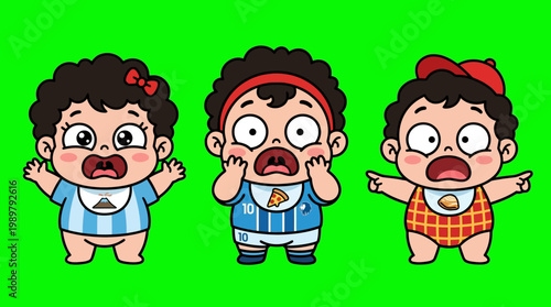 Shocked Baby Cartoon Characters on Green Screen