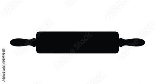 Foto Simple black rolling pin illustration against a white background silhouette