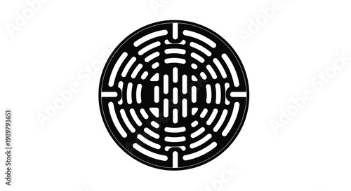 Circular drain cover with radial bars a striking silhouette