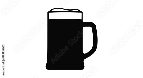 A simple black silhouette of a full beer mug