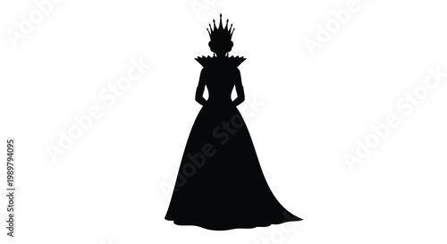 Elegant queen in regal attire a striking black silhouette