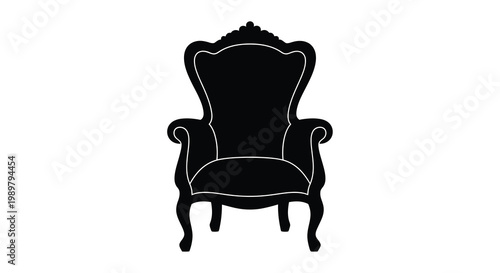 Elegant ornate armchair design in stark black silhouette