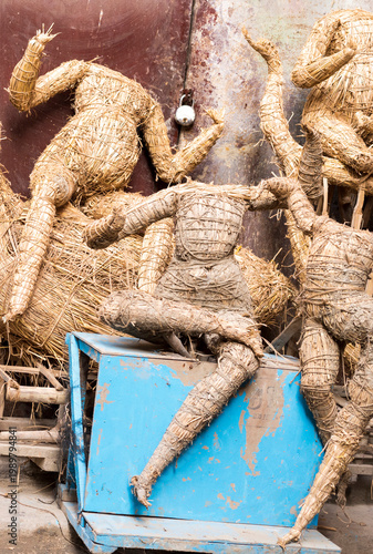 Straw Idol frame at Kumartuli in Kolkata