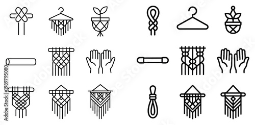 Craft icons with knot hanger plant outline minimal