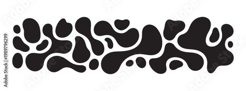 Tableau sur toile Seamless pattern of black irregular blobs and fluid shapes on a white background