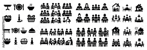 Diverse group icons for dining and community events
