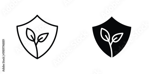 Tableau sur toile Shield with leafs icon in doodles flat and line stroke pack