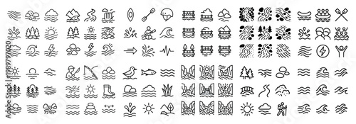 Outdoor adventure icon set collection