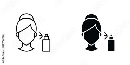 Spray on face icon in doodles flat and line stroke pack