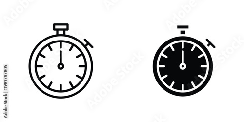 Stop watch icon in doodles flat and line stroke pack
