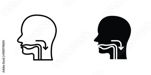 Swallowing reflex icon in doodles flat and line stroke pack