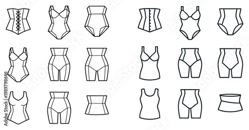 Fashion icons with corset bodysuit briefs outline style