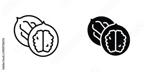 Walnut icon in doodles flat and line stroke pack