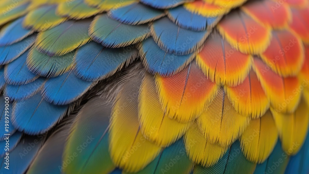 Obraz premium A vibrant and colorful close-up of a bird's feathers