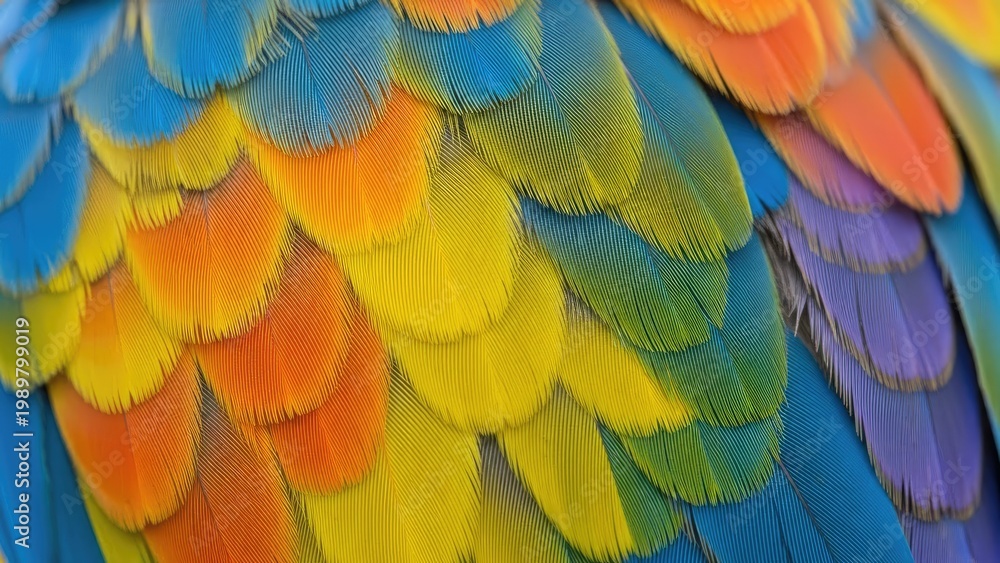 Obraz premium A vibrant and colorful close-up of a bird's feathers