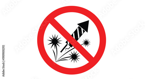 No fireworks allowed sign with red circle and prohibition symbol