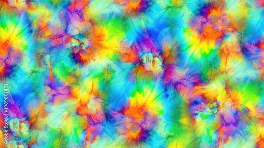 Obraz premium A vibrant and colorful tie-dye pattern with swirling rainbow hues