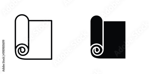 Yoga mat icon in doodles flat and line stroke pack