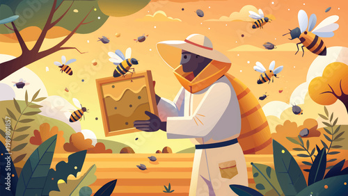 World Bee Day Celebrating Pollinators Eco-Friendly Farming Global Biodiversity and Nature Conservation Concept Art.eps