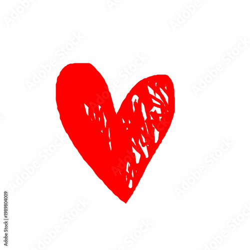 Doodle heart sketch. Hand drawn heart love isolated on white background. Red heart, Valentines Day,  Vector.