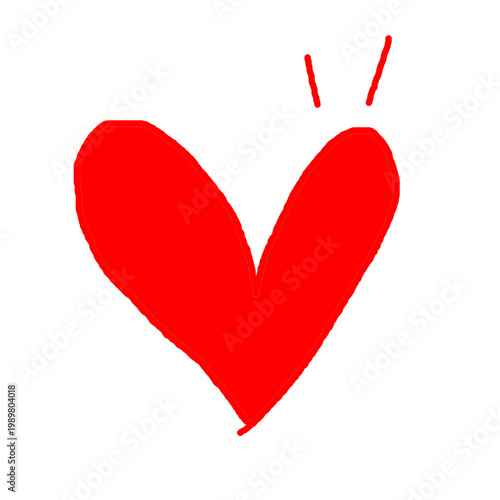 Doodle heart sketch. Hand drawn heart love isolated on white background. Red heart, Valentines Day,  Vector.