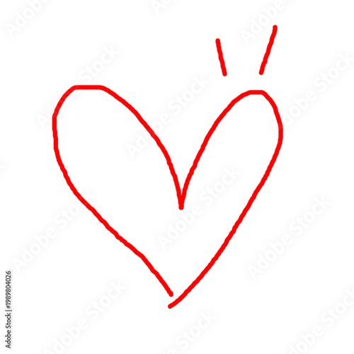 Doodle heart sketch. Hand drawn heart love isolated on white background. Red heart, Valentines Day,  Vector.