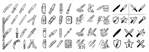 Collection of various knife and tool icons