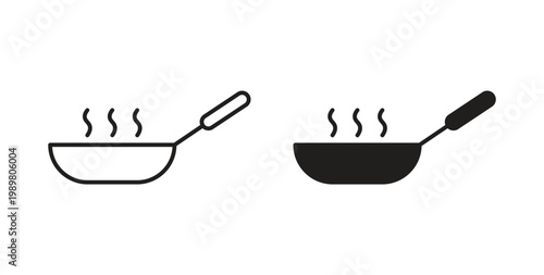 Frying pan icon vector design elements. icon in flat and line style.