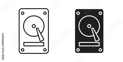 Hard Disk icon vector design elements. icon in flat and line style.