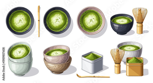 Collection of Matcha Tea Bowls and Accessories.