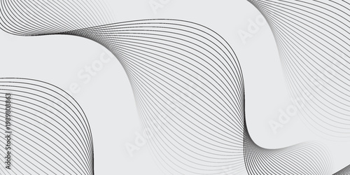Abstract wave element for design. Digital frequency track equalizer. Stylized line art background. Vector illustration. Wave with lines created using blend tool. Curved wavy line, smooth stripe.