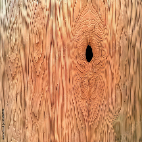 Wood grain pattern shows unique textures and shapes in a wooden surface with a knot in the center, taken in a workshop during daytime