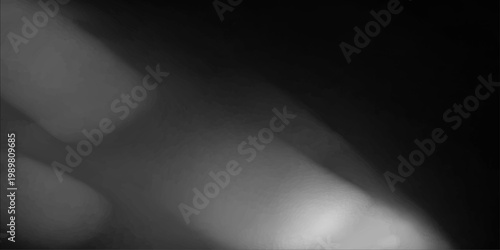 A black and white photo of a woman on a dark stage backdrop featuring a blue spotlight glow and digital texture design