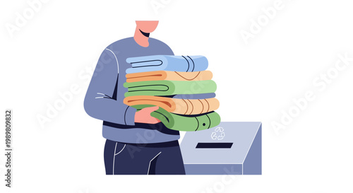 Person holding folded laundry next to washing machine