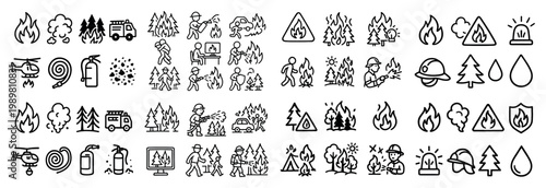 Wildfire and forest fire safety symbols